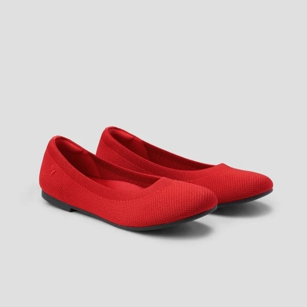 VIVAIA Claire Round Toe Ballet Flats Red Women's Knit Comfort  EU/40.5 US/9-9.5